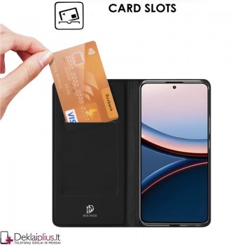 Dux Ducis Skin Pro dirbtinės odos dėklas - juodas (Xiaomi Poco F7 Pro)
